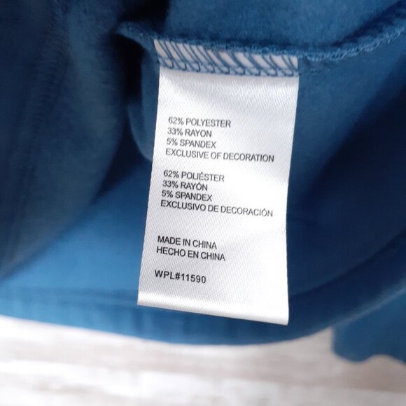 Weatherproof Vintage Mens Fleece Lined Henley L Blue Quarter Zip 270 - Picture 4 of 5